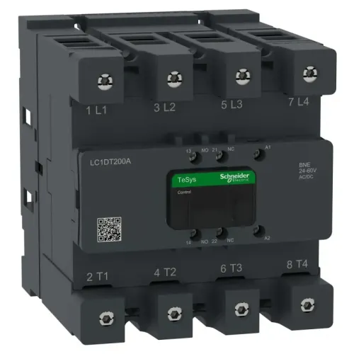 کنتاکتور اشنایدر الکتریک TeSys Deca Advanced مدل LC1DT200ABNE چهارپل ۲۰۰ آمپر رده AC-1
