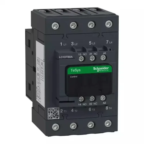 کنتاکتور اشنایدر الکتریک TeSys Deca مدل LC1DT80AB7 چهارپل ۸۰ آمپر رده AC-1